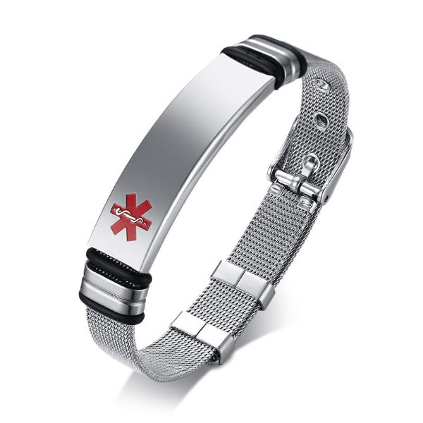 Engrave-Able Adjustable Medical Alert Bracelet BR522_1 Awareness-alert Silver 