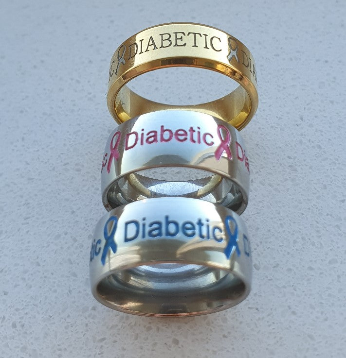 Silver + Pink + Gold Diabetic Rings