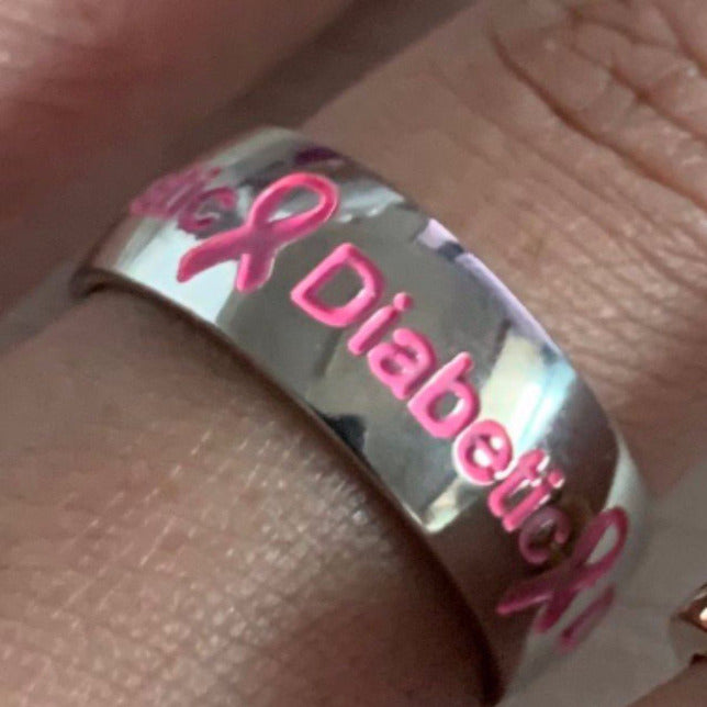 Pink Diabetic Ring D2 Awareness-alert 6 