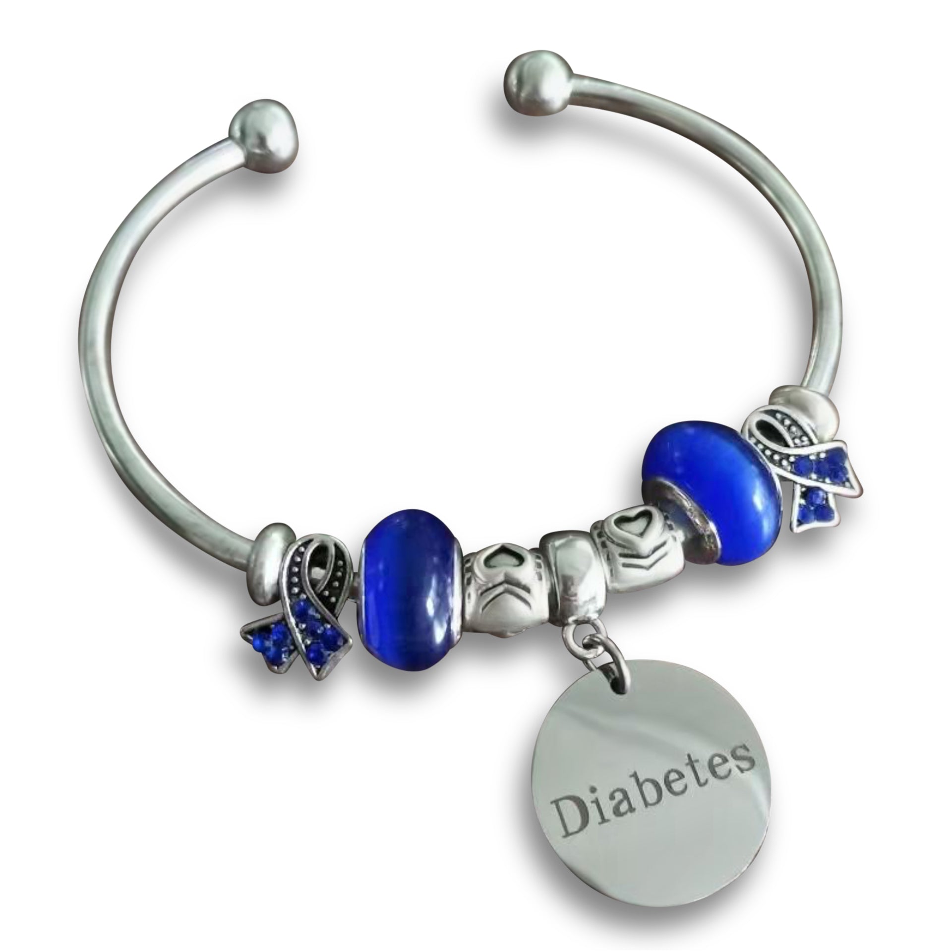 Diabetic Awareness Charm Bangle Bracelet