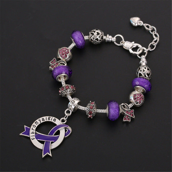 Fibromyalgia Awareness Luxury Charm Bracelet FLCB Awareness-alert 
