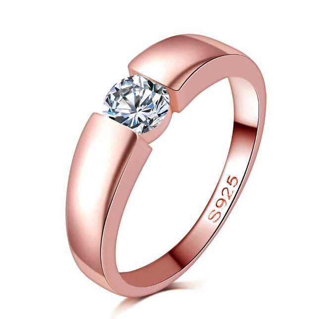 Rose Gold Zircon Wedding Band Ring DR1 Awareness-alert U.S. Ring Size 6 