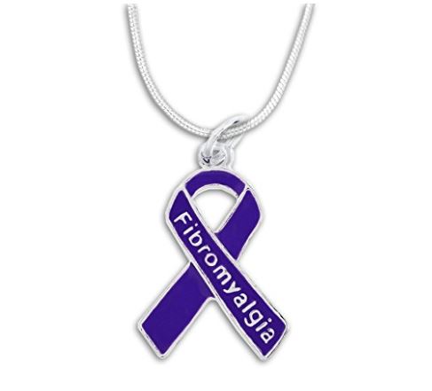Fibromyalgia Ribbon Necklace FRN Awareness-alert 