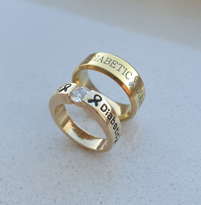 Gold Diamond + Gold Diabetic Ring