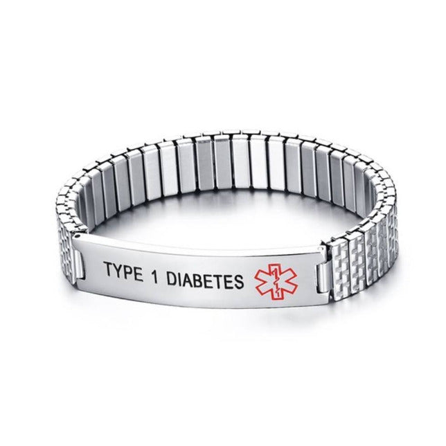 Male Type 1 Diabetes Awareness Alert Bracelet MDT1B Awareness-alert Type 1 