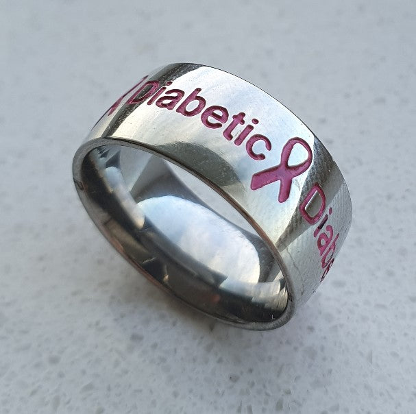 Pink Silver Diabetic Ring from right