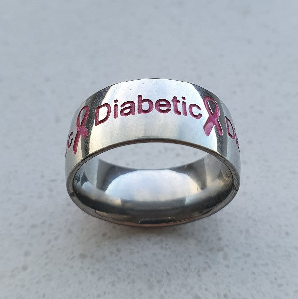 Pink Silver Diabetic Ring